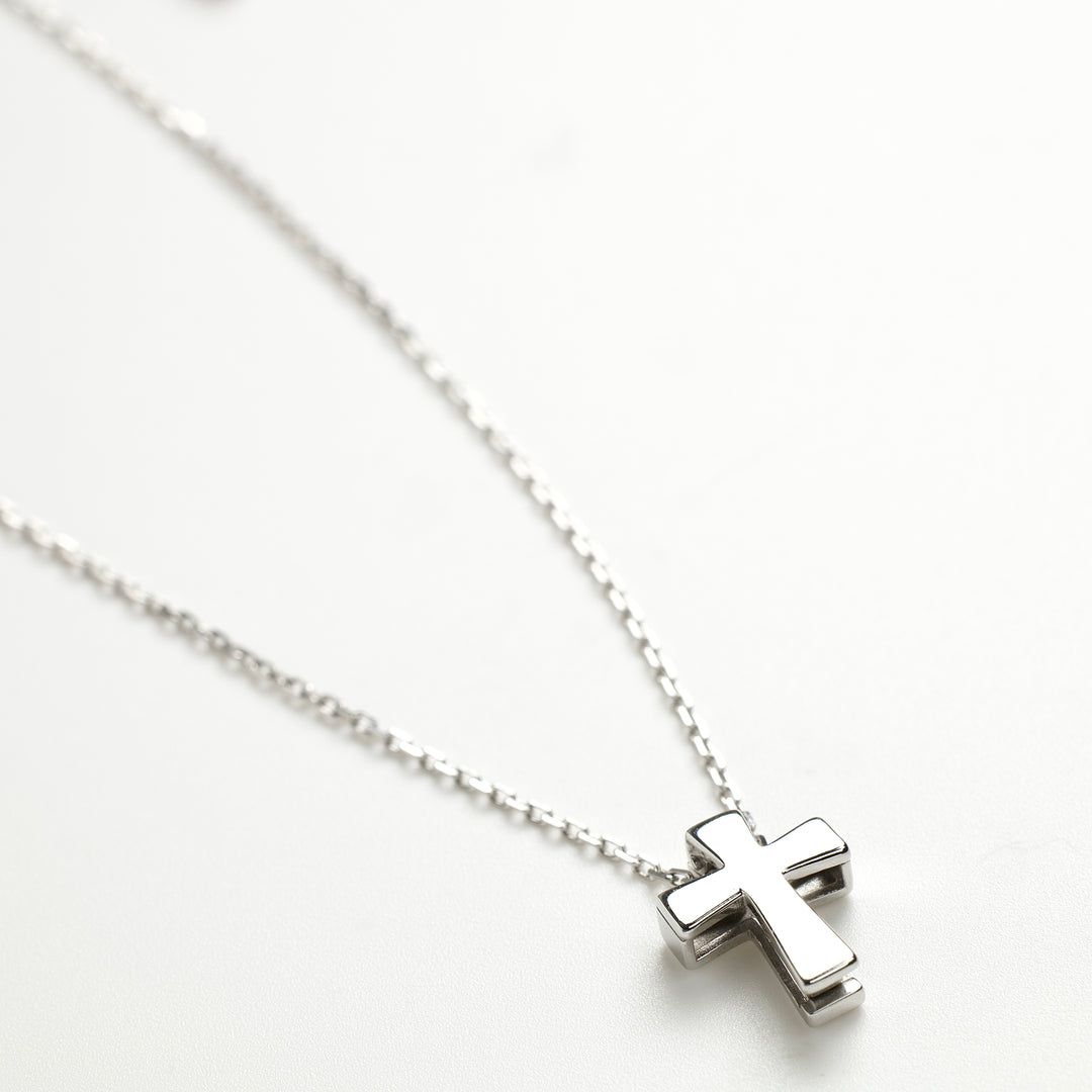 Cross Chain Necklace | White Gold 585 (14K) - Ukrainian Jewelry