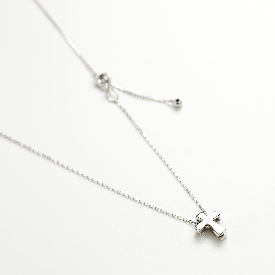 Cross Chain Necklace | White Gold 585 (14K) - Ukrainian Jewelry