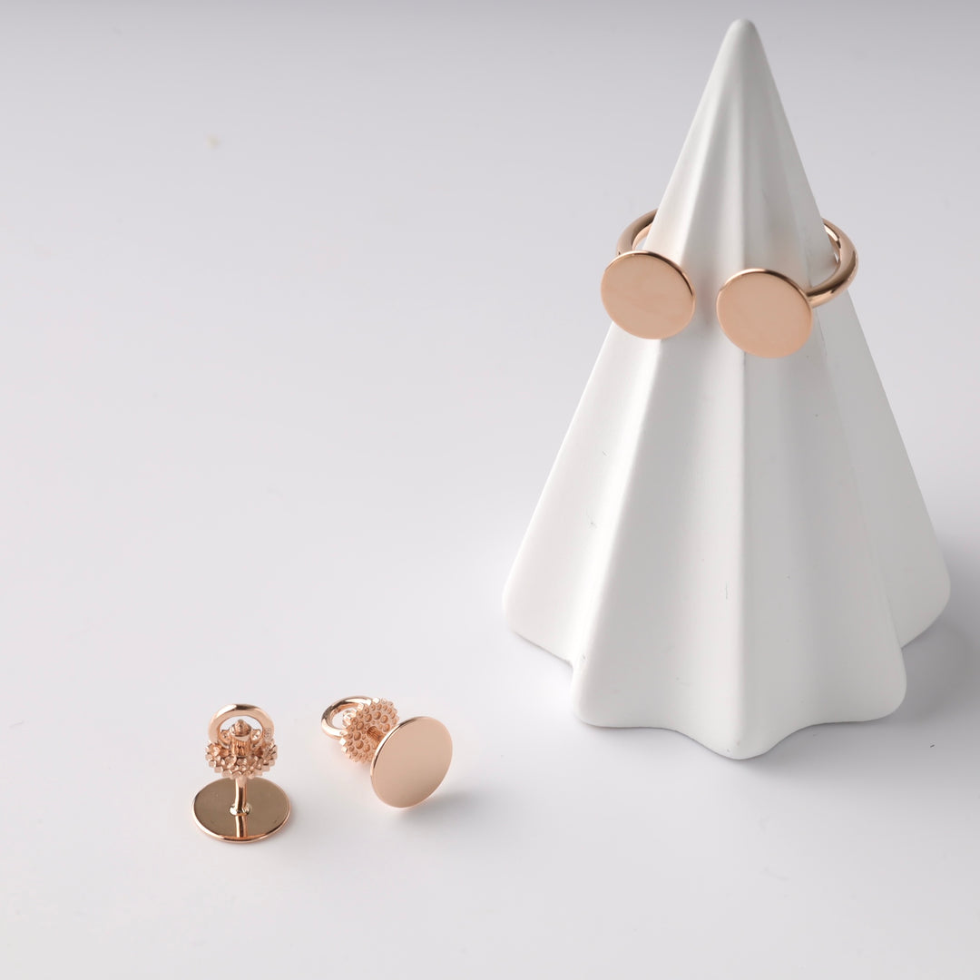 Coins Screw-back Earrings | 14K Rose gold (585) - Ukrainian Jewelry