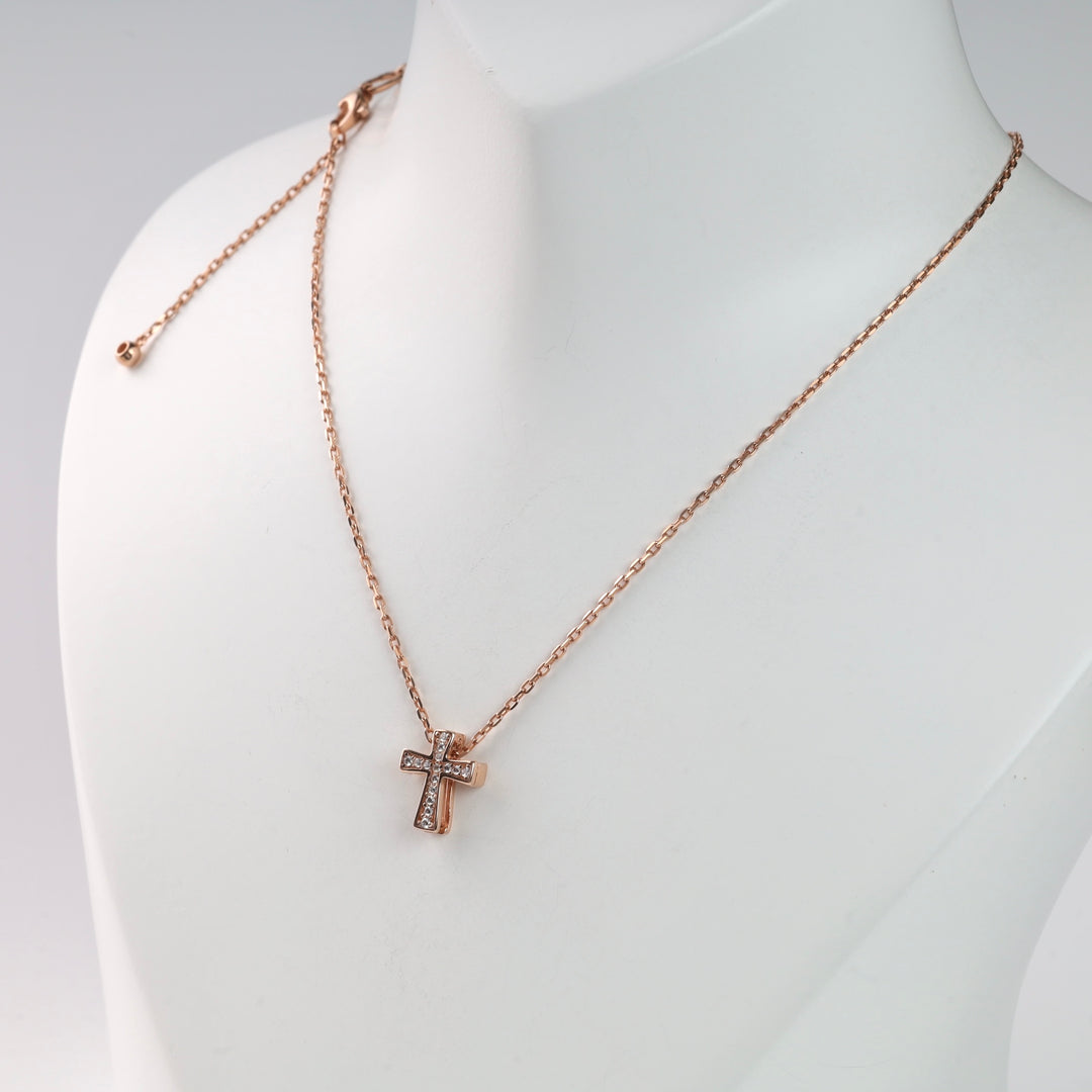 Double-Sided Detachable Cross Necklace | 14K Rose Gold (585) - Ukrainian Jewelry