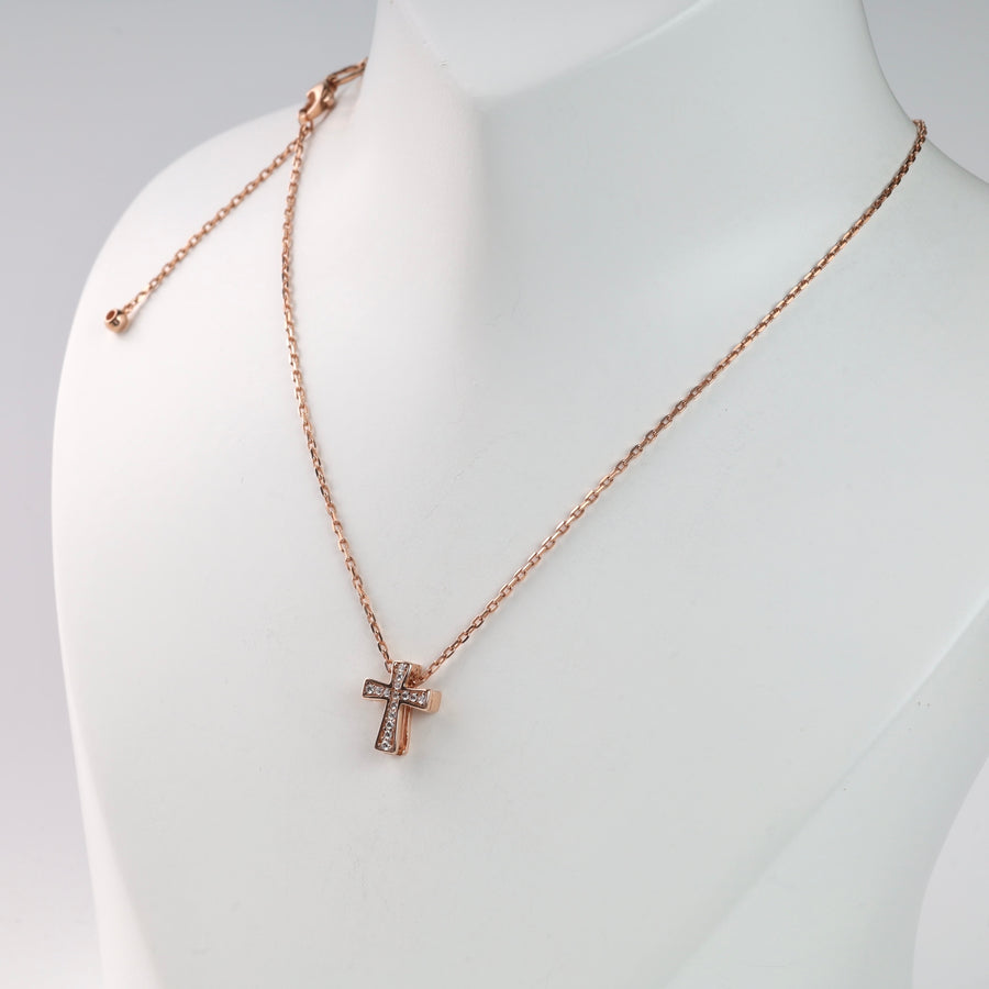 Double-Sided Detachable Cross Necklace | 14K Rose Gold (585) - Ukrainian Jewelry