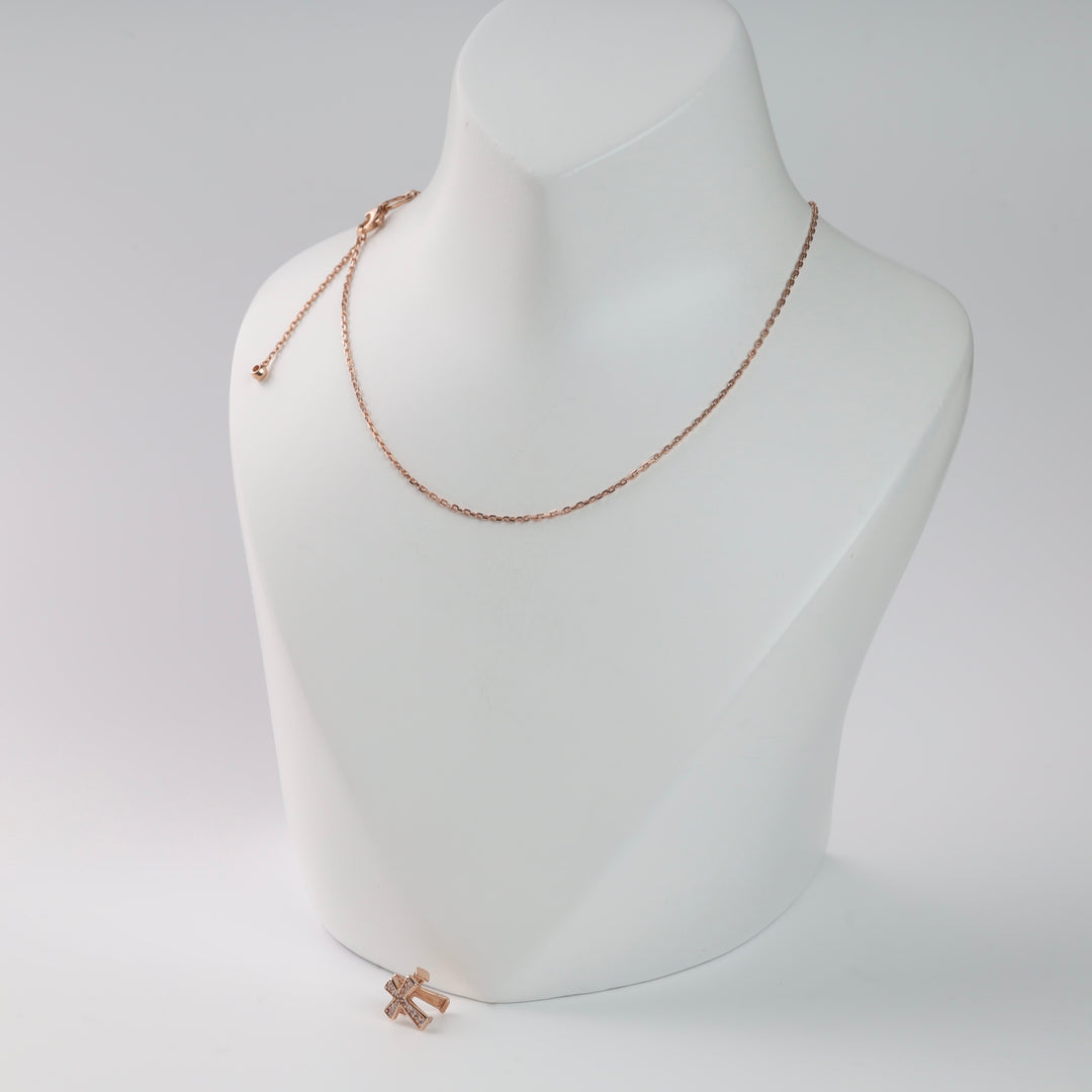 Double-Sided Detachable Cross Necklace | 14K Rose Gold (585) - Ukrainian Jewelry