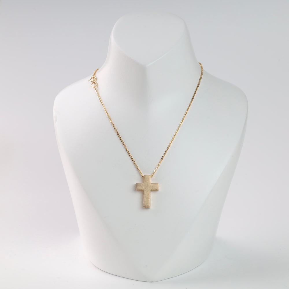 Luxe Matte Cross | Yellow Gold 585 (14K) - Ukrainian Jewelry