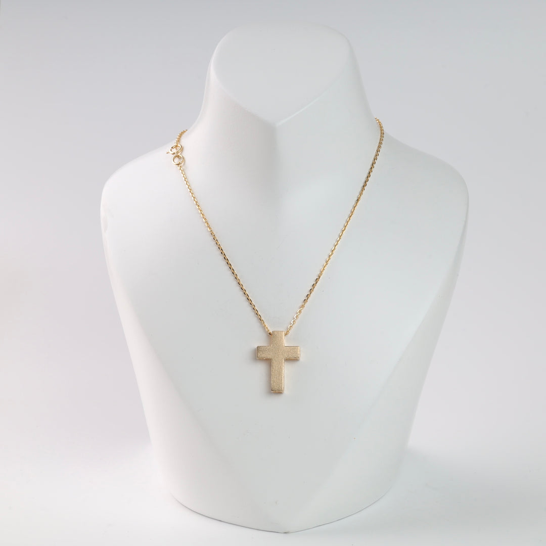 Luxe Matte Cross | Yellow Gold 585 (14K) - Ukrainian Jewelry