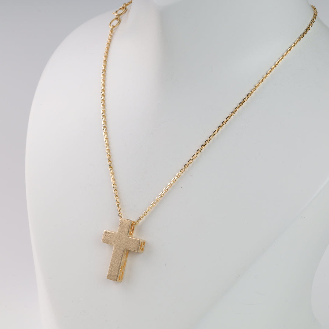 Luxe Matte Cross | Yellow Gold 585 (14K) - Ukrainian Jewelry