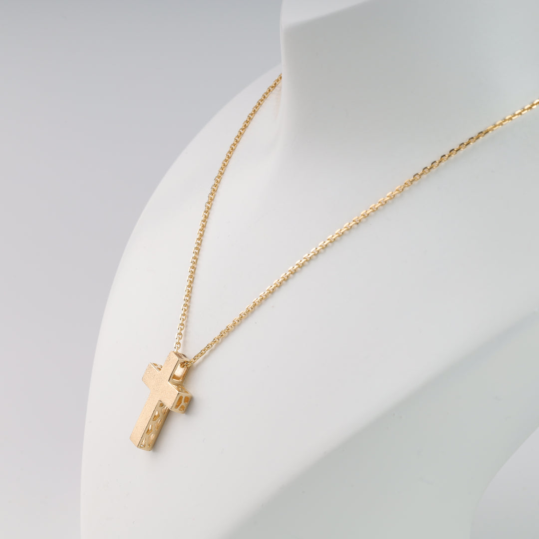 Luxe Matte Cross | Yellow Gold 585 (14K) - Ukrainian Jewelry