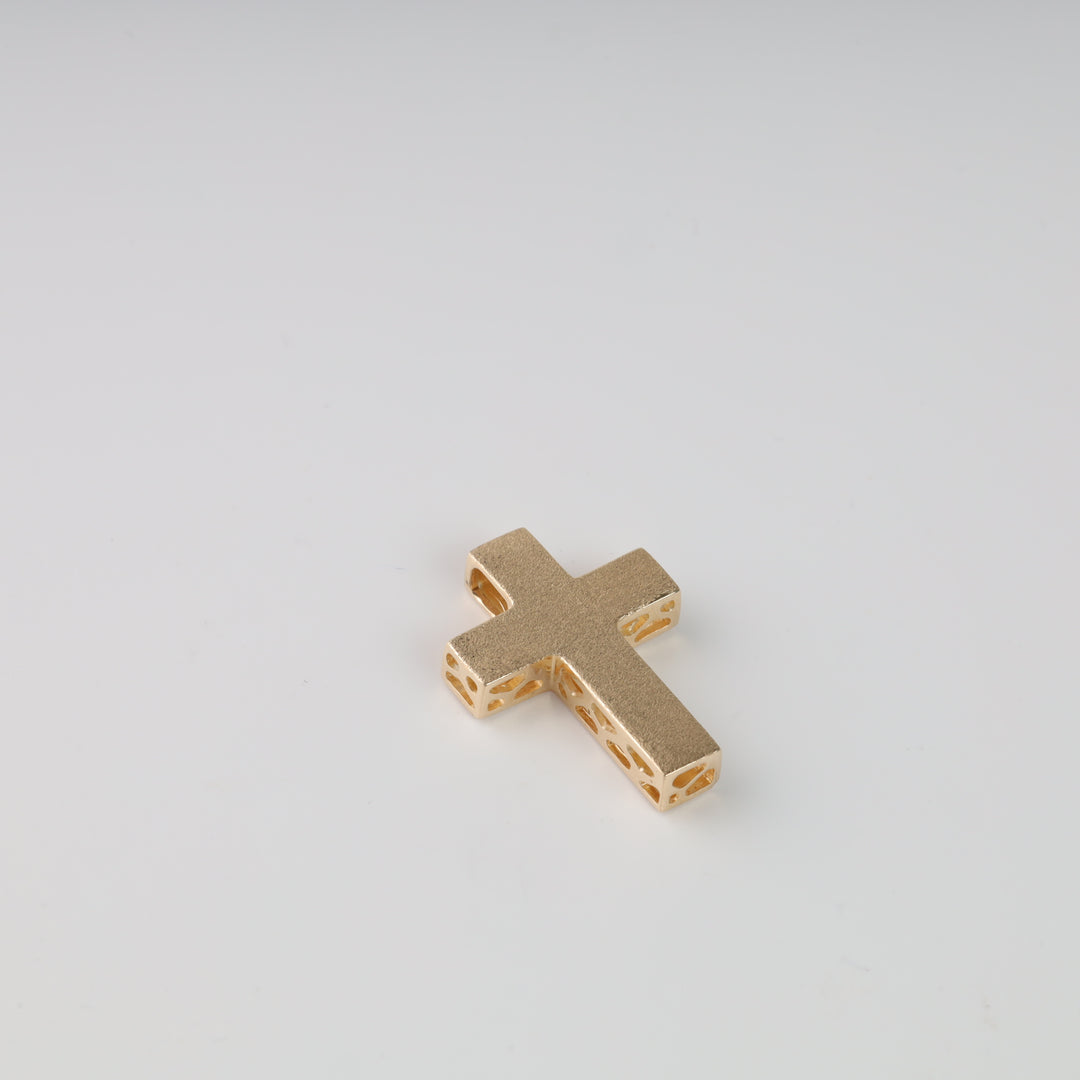 Luxe Matte Cross | Yellow Gold 585 (14K) - Ukrainian Jewelry