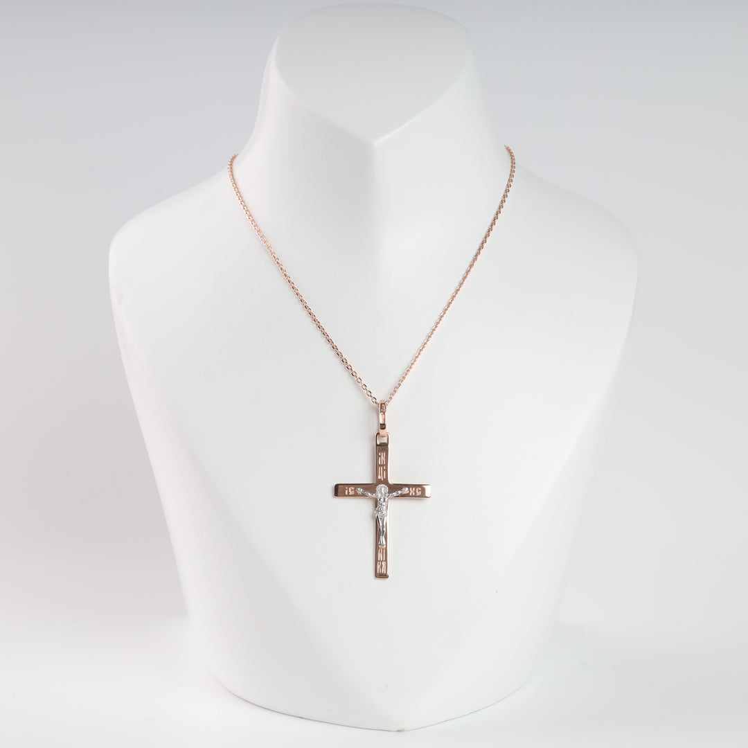 Cross of the Crucifixion | Rose Gold 585 (14K) - Ukrainian Jewelry