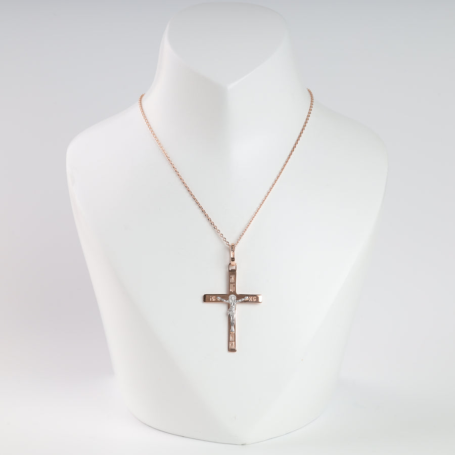 Cross of the Crucifixion | Rose Gold 585 (14K) - Ukrainian Jewelry
