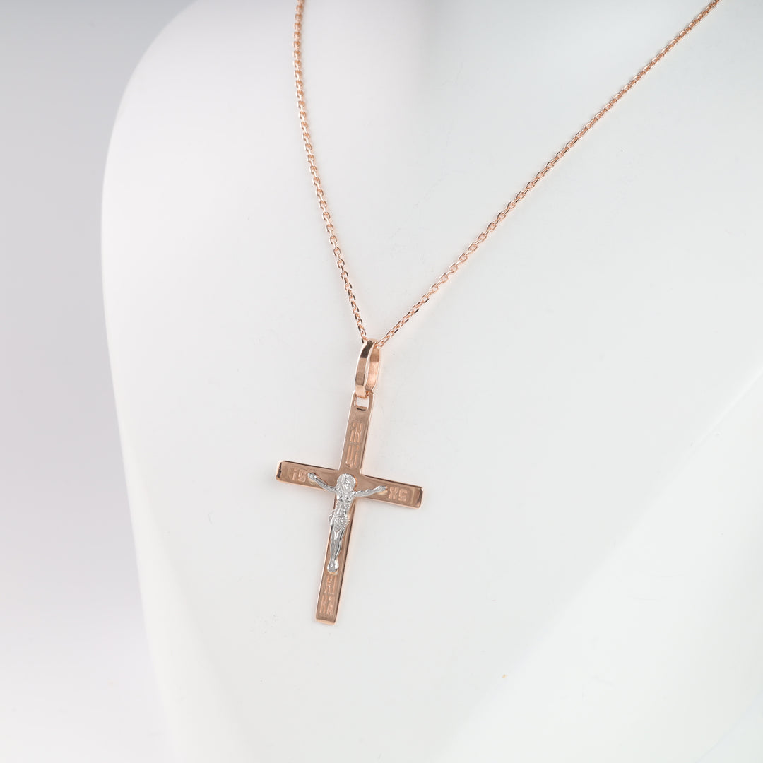 Cross of the Crucifixion | Rose Gold 585 (14K) - Ukrainian Jewelry