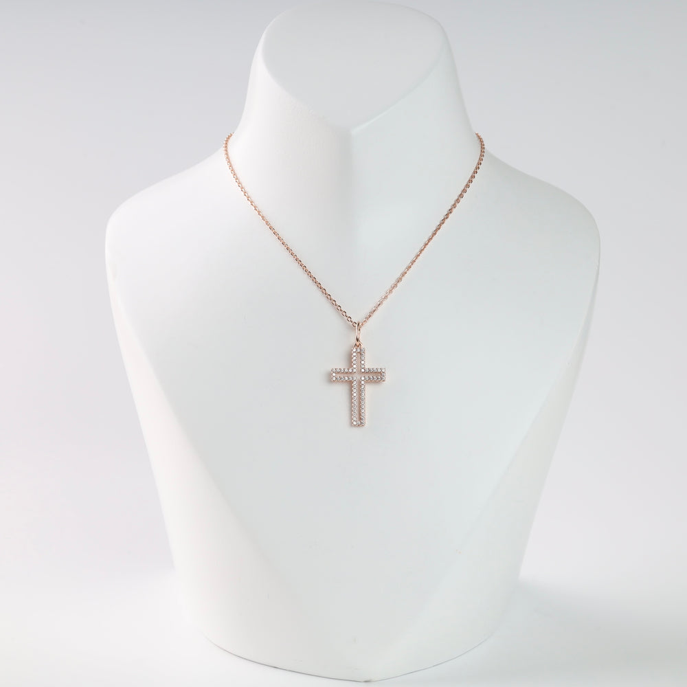 Cross "Shining" | Rose Gold 585 (14K) - Ukrainian Jewelry