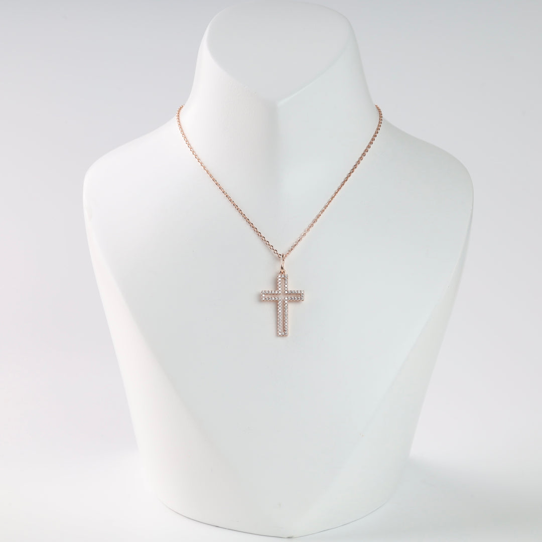 Cross "Shining" | Rose Gold 585 (14K) - Ukrainian Jewelry