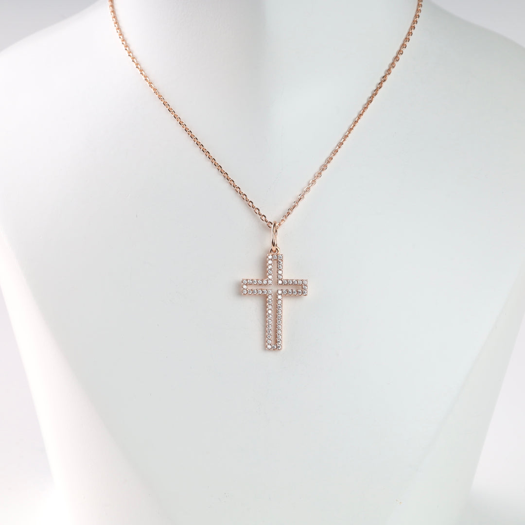 Cross "Shining" | Rose Gold 585 (14K) - Ukrainian Jewelry
