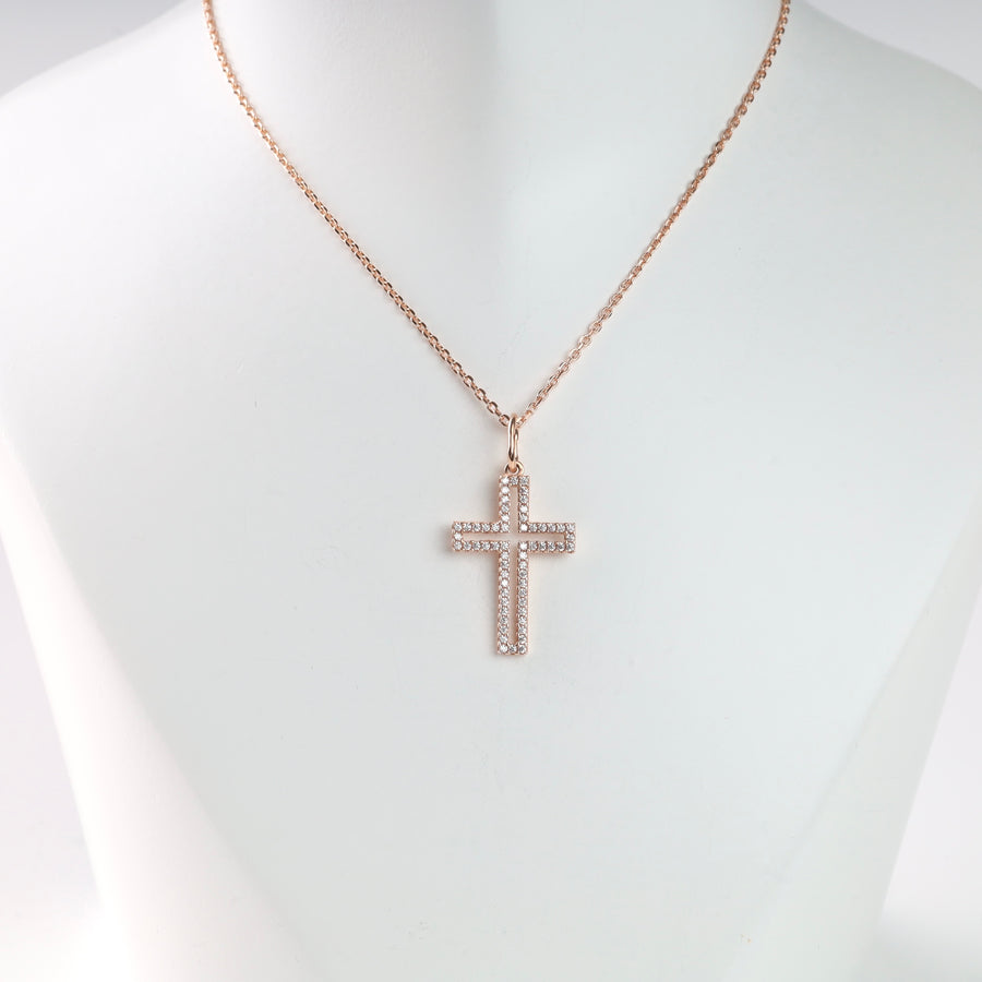 Cross "Shining" | Rose Gold 585 (14K) - Ukrainian Jewelry