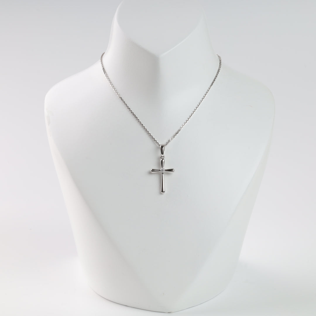 Cross "Heart's light" | White Gold 585 (14K) - Ukrainian Jewelry