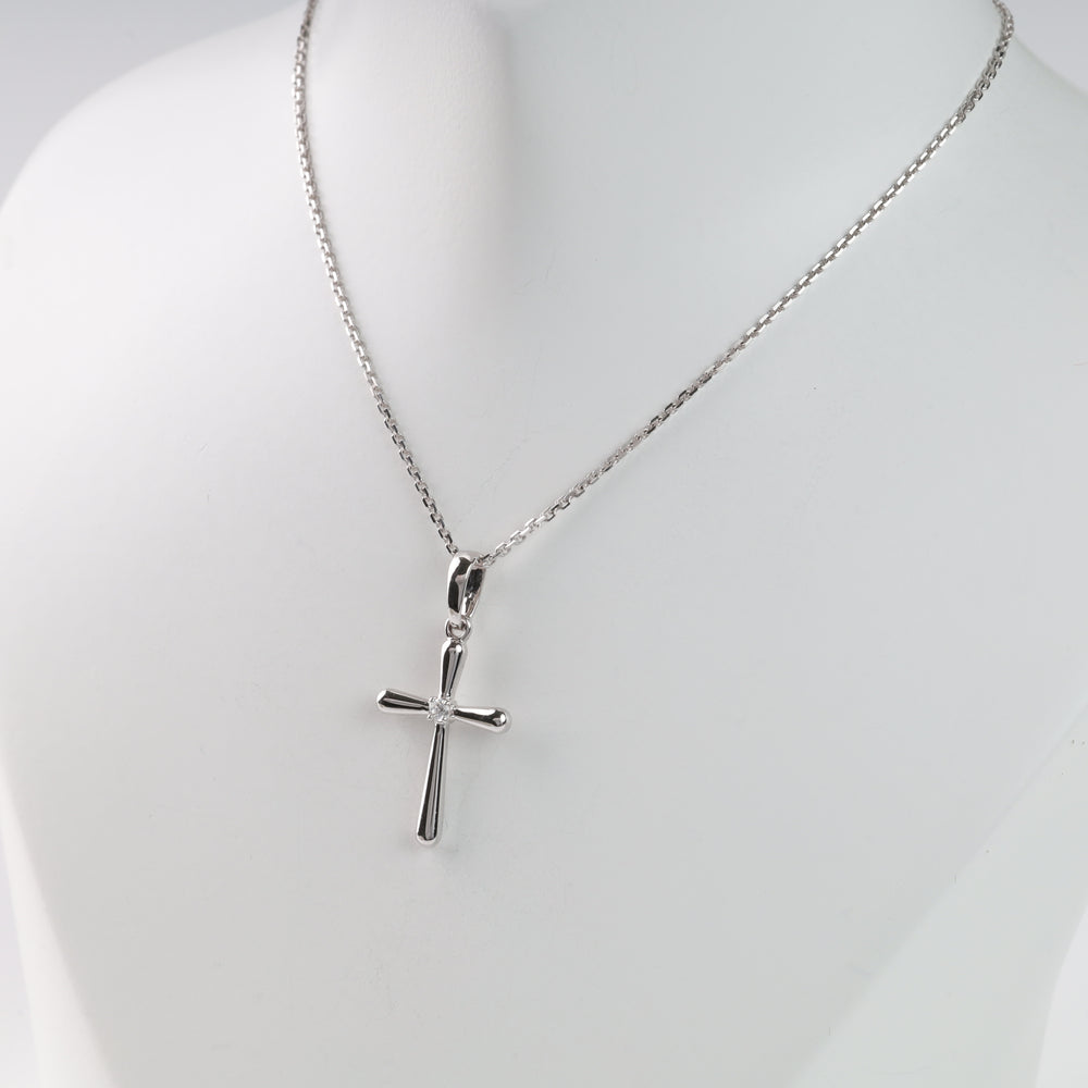 Cross "Heart's light" | White Gold 585 (14K) - Ukrainian Jewelry