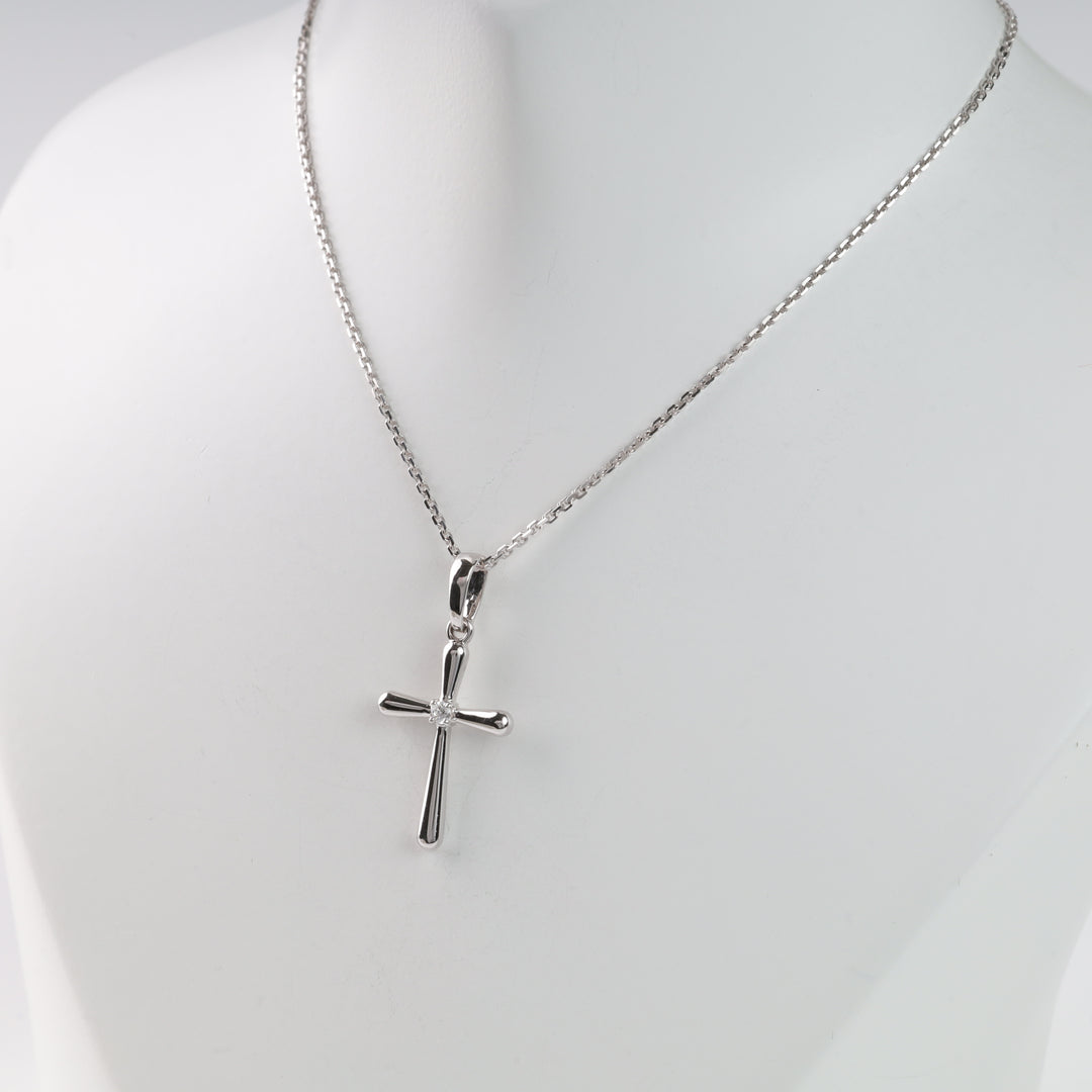 Cross "Heart's light" | White Gold 585 (14K) - Ukrainian Jewelry
