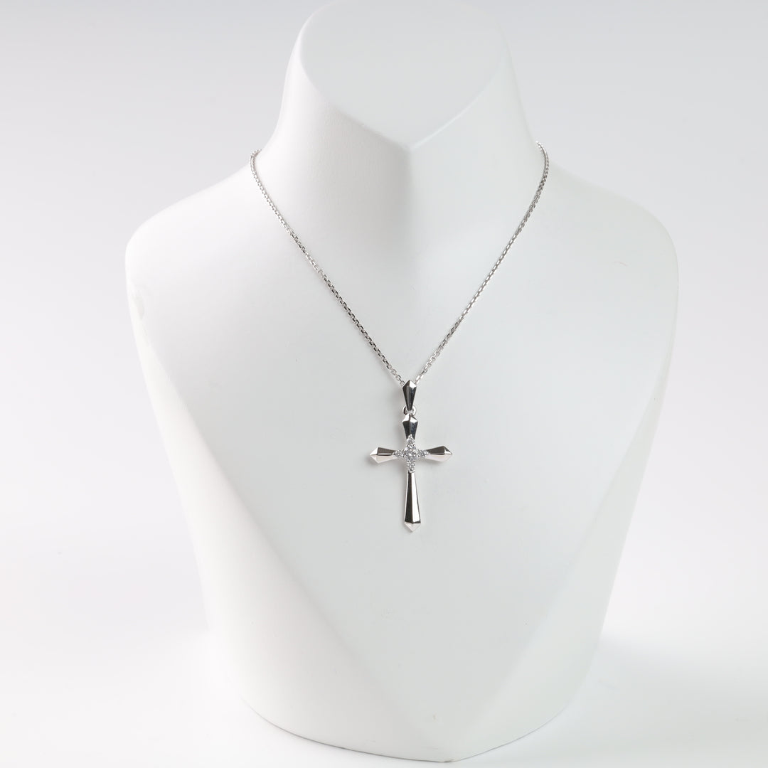 Pendant cross "Timeless beauty" | White gold 585 (14K) - Ukrainian Jewelry