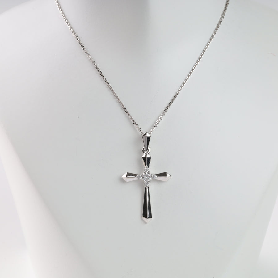 Pendant cross "Timeless beauty" | White gold 585 (14K) - Ukrainian Jewelry