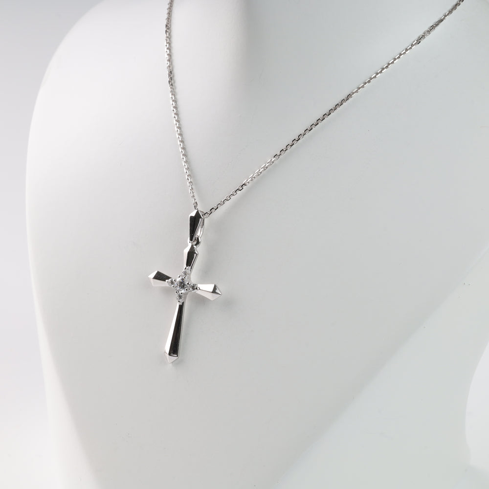 Pendant cross "Timeless beauty" | White gold 585 (14K) - Ukrainian Jewelry