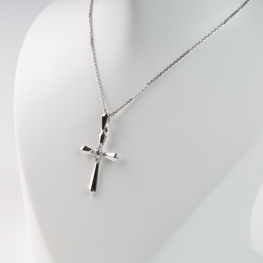 Pendant cross "Timeless beauty" | White gold 585 (14K) - Ukrainian Jewelry