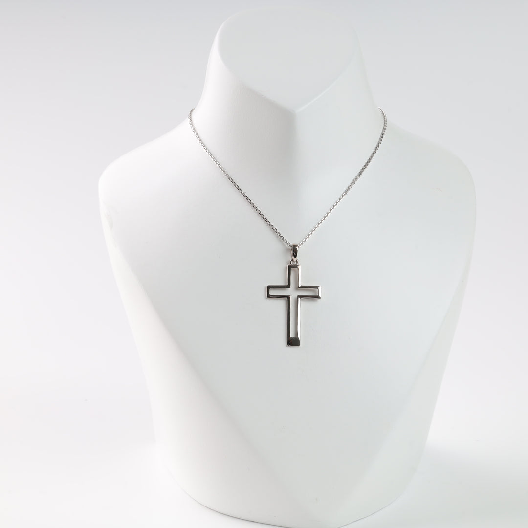 Pendant cross "Symbol of simplicity" | White gold 585 (14K) - Ukrainian Jewelry