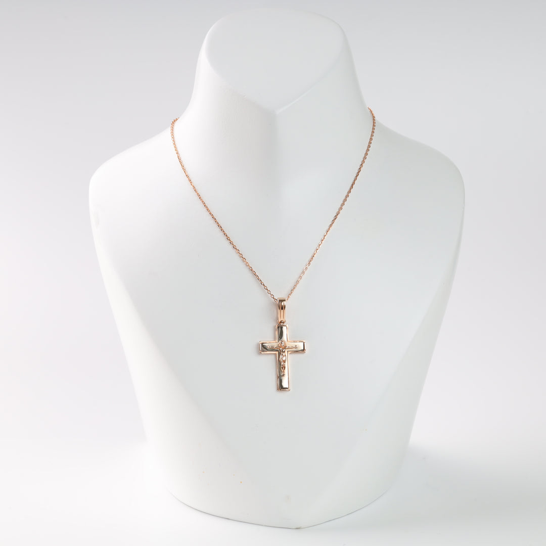 Pendant "Spiritual Cross" | Rose Gold 585 (14K) - Ukrainian Jewelry