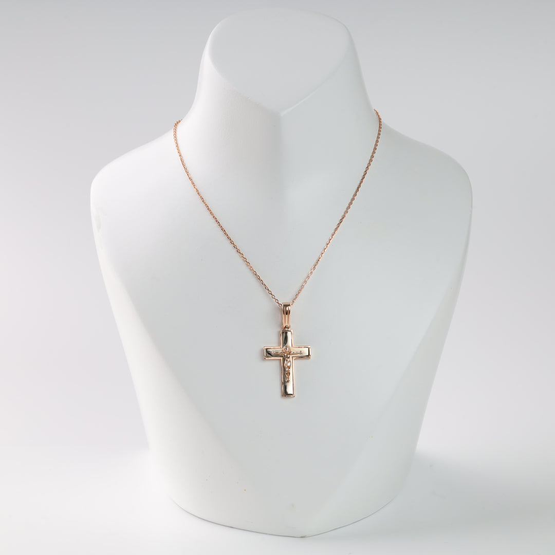 Pendant "Spiritual Cross" | Rose Gold 585 (14K) - Ukrainian Jewelry
