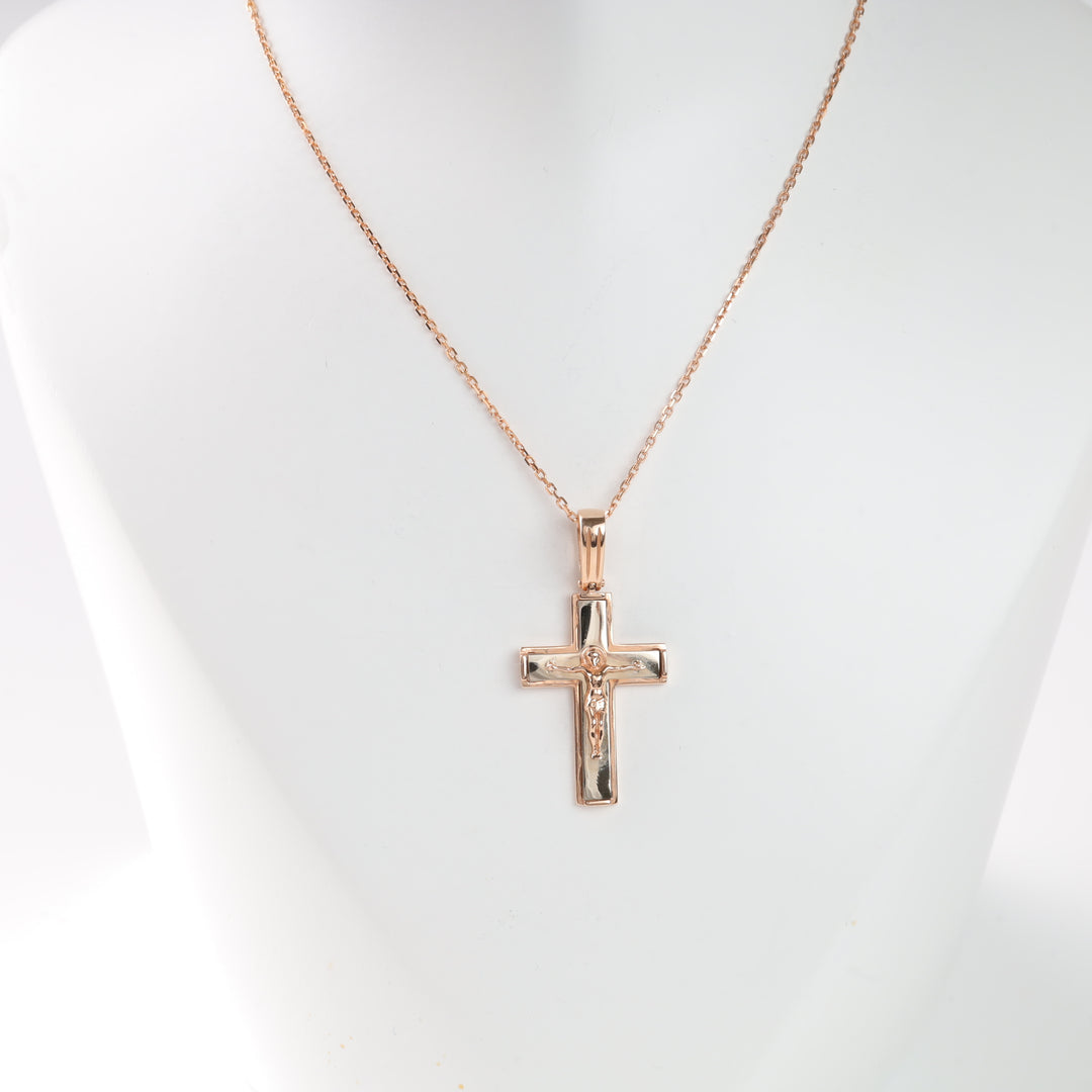 Pendant "Spiritual Cross" | Rose Gold 585 (14K) - Ukrainian Jewelry