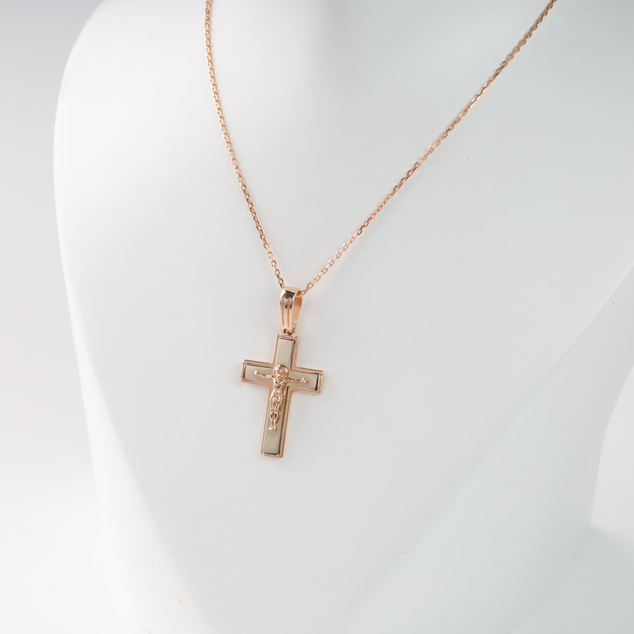 Pendant "Spiritual Cross" | Rose Gold 585 (14K) - Ukrainian Jewelry