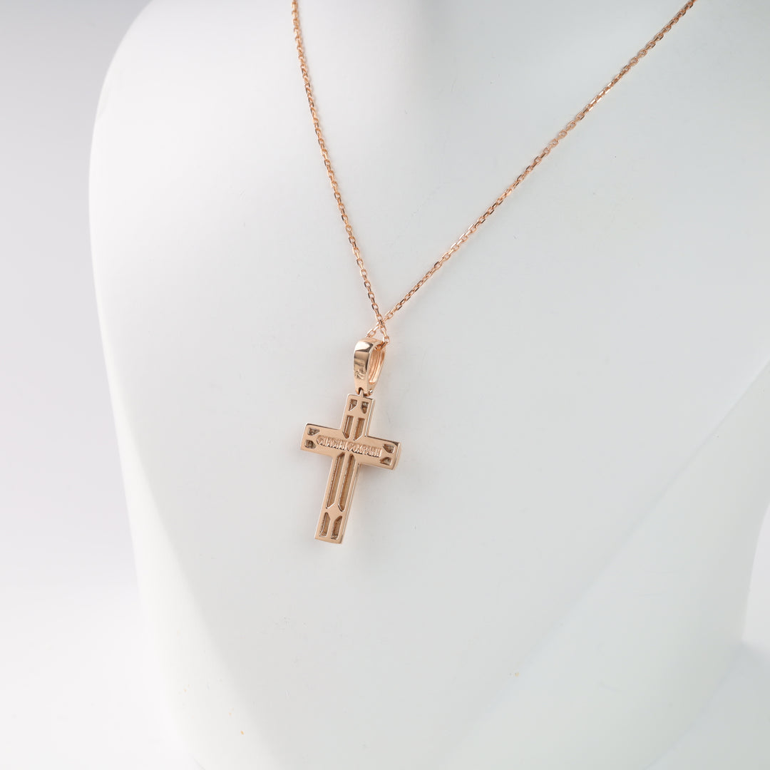 Pendant "Spiritual Cross" | Rose Gold 585 (14K) - Ukrainian Jewelry
