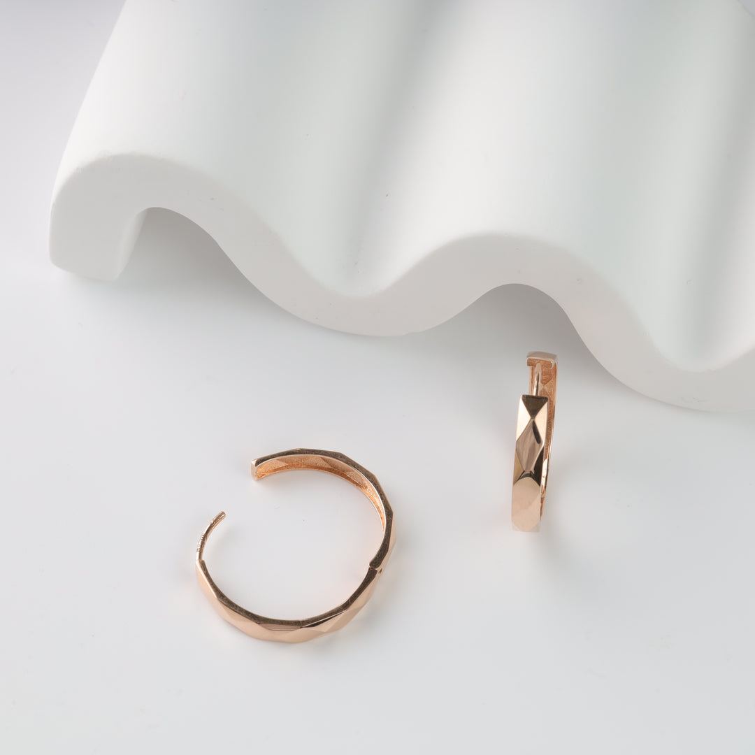 Hoop earrings "Facets" | Rose Gold 585 (14K) - Ukrainian Jewelry