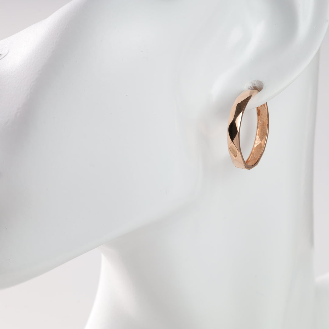 Hoop earrings "Facets" | Rose Gold 585 (14K) - Ukrainian Jewelry