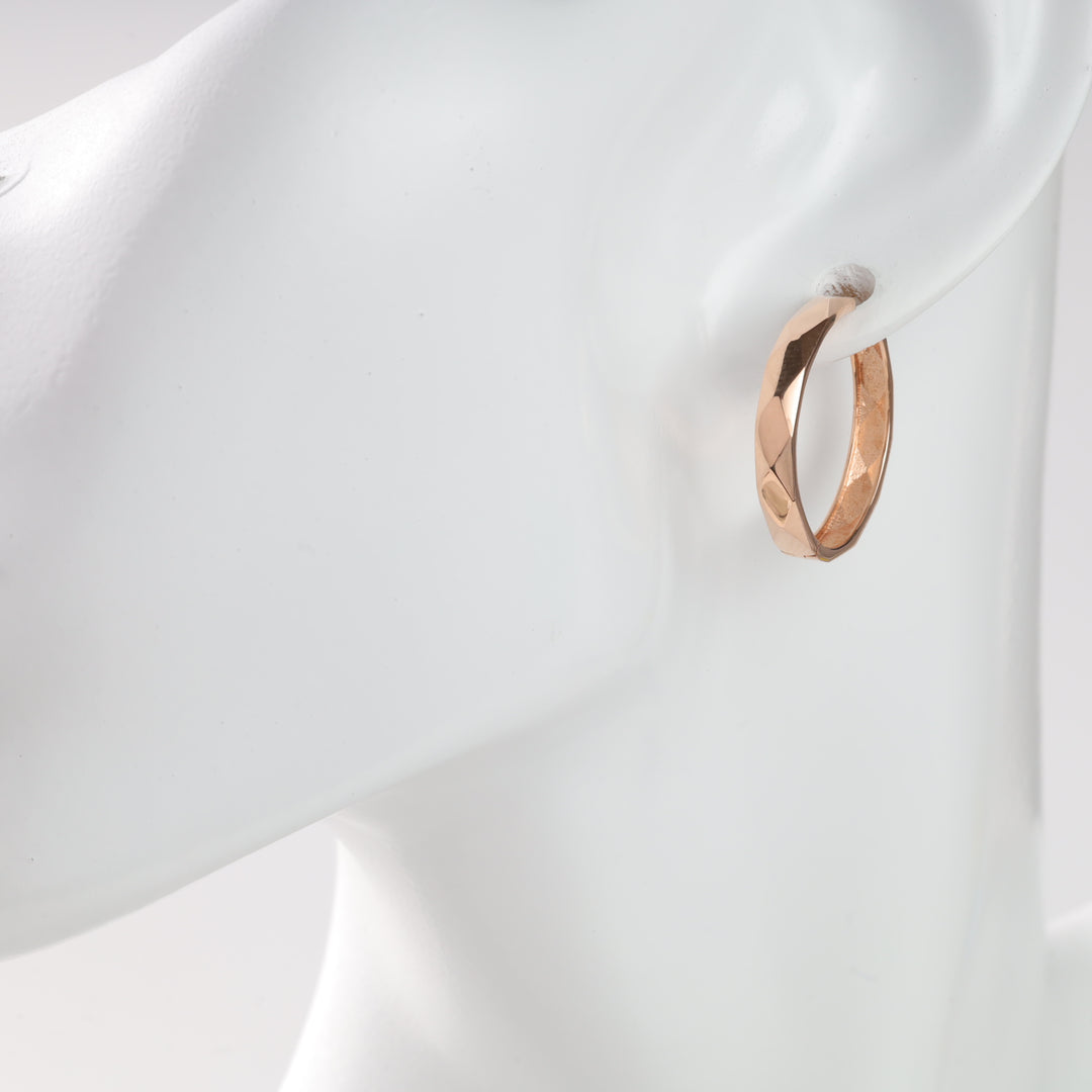 Hoop earrings "Facets" | Rose Gold 585 (14K) - Ukrainian Jewelry