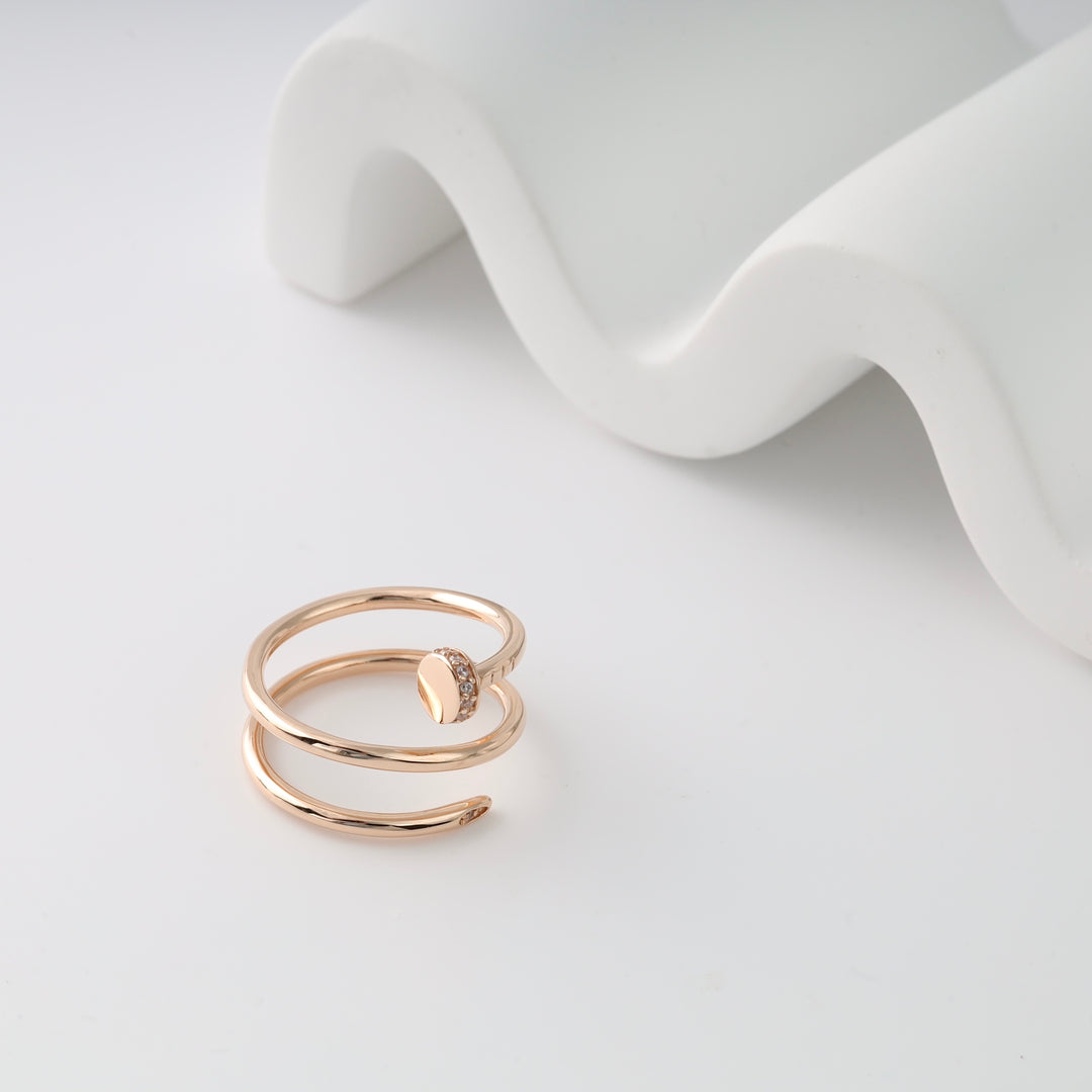 Nail Ring "Accent" | Rose Gold 585 (14K) - Ukrainian Jewelry
