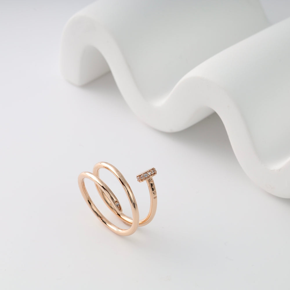 Nail Ring "Accent" | Rose Gold 585 (14K) - Ukrainian Jewelry