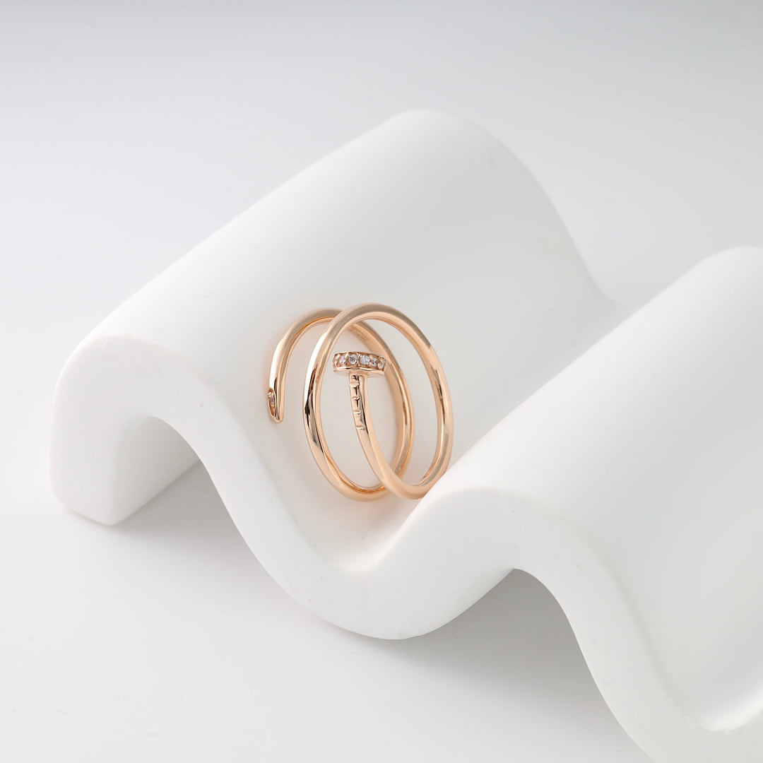 Nail Ring "Accent" | Rose Gold 585 (14K) - Ukrainian Jewelry