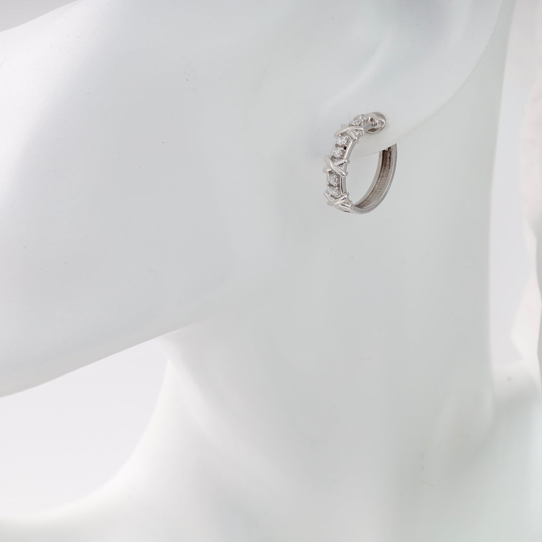 Earrings "Touch" with cubic zirconia | White Gold 14K (585) - Ukrainian Jewelry