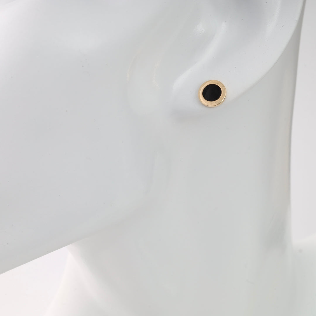 Screw-back Earrings "Noir" with Black Enamel | 14K Gold (585) - Ukrainian Jewelry