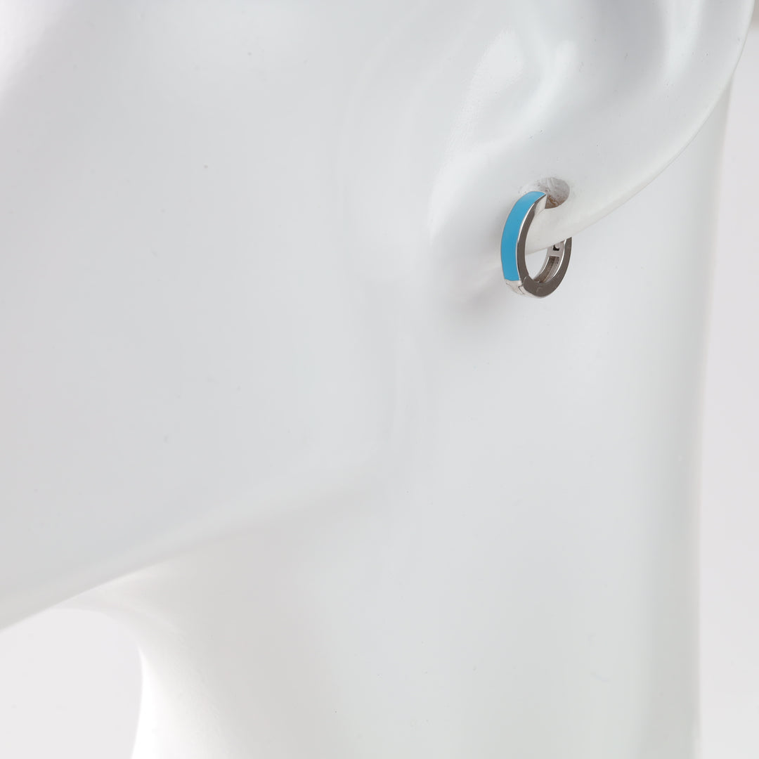 Colorful Enamel Mini Hoop Earrings | Sterling silver 925