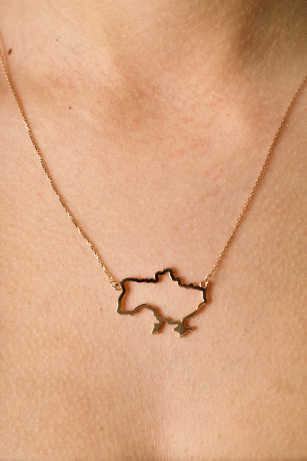 Map of Ukraine Plain Necklace | 14K Rose Gold (585) - Ukrainian Jewelry