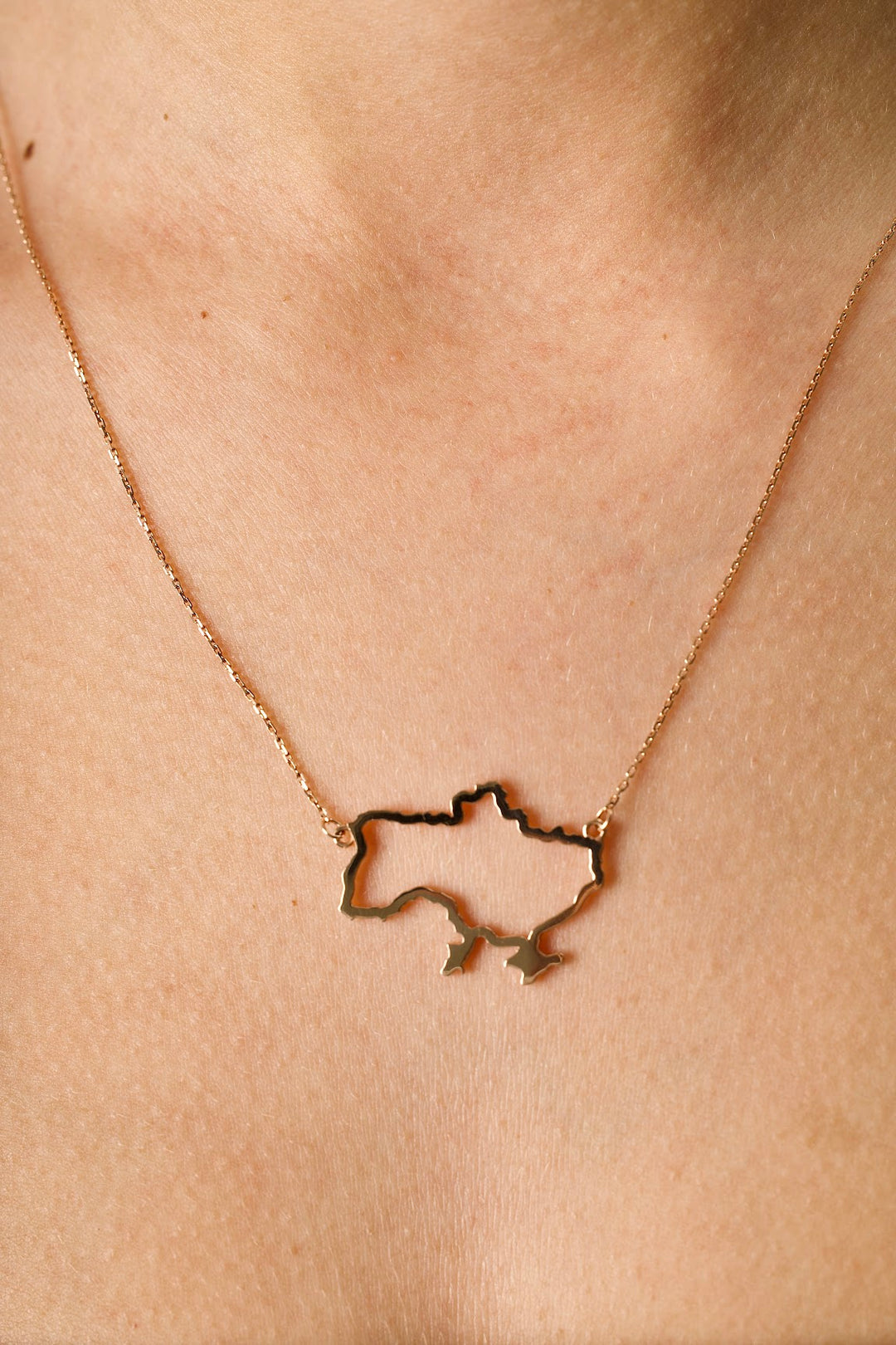 Map of Ukraine Plain Necklace | 14K Rose Gold (585) - Ukrainian Jewelry