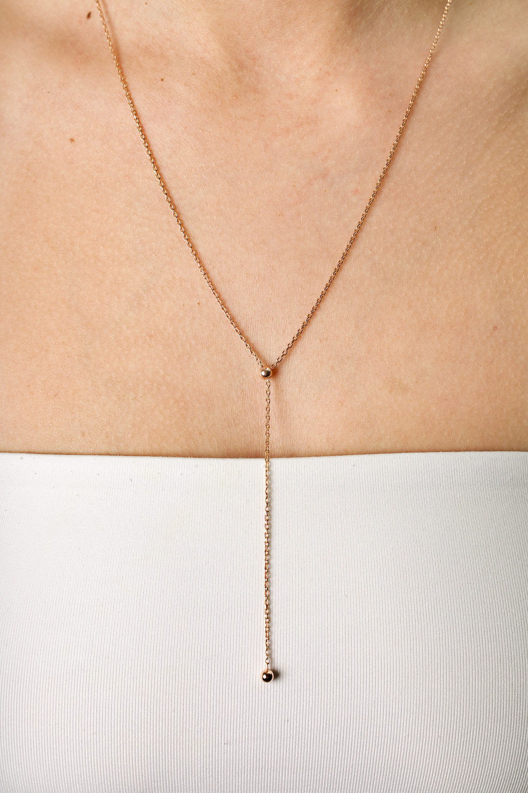 Ball Tie Necklace | 14K Rose Gold (585) - Ukrainian Jewelry
