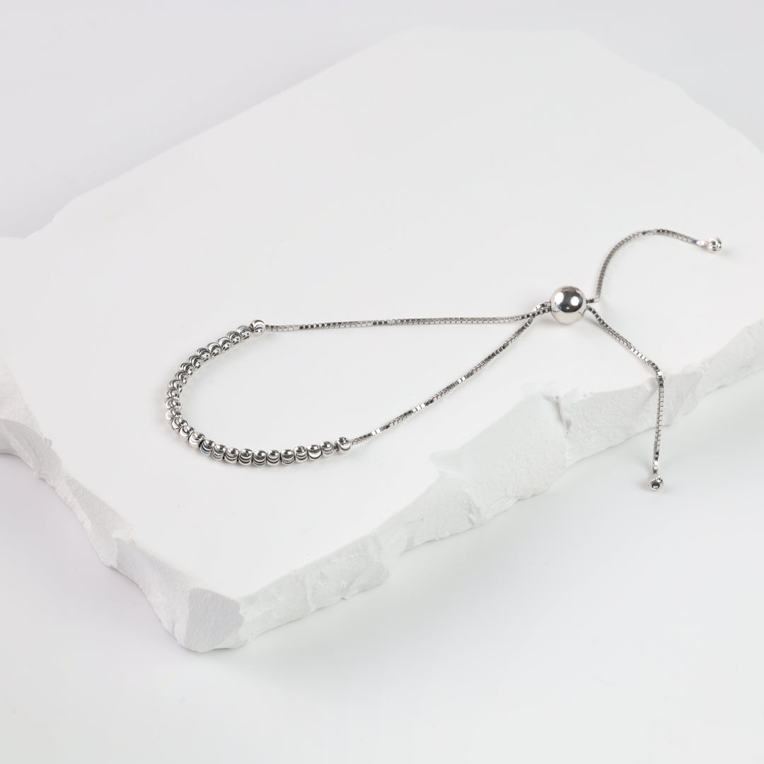 Bracelet "Delicacy of Beads" | 14K White Gold (585) - Ukrainian Jewelry