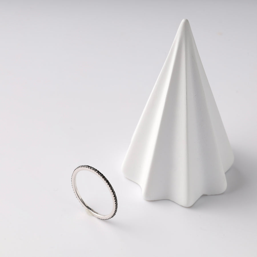 White gold ring "Black Elegance" - Ukrainian Jewelry