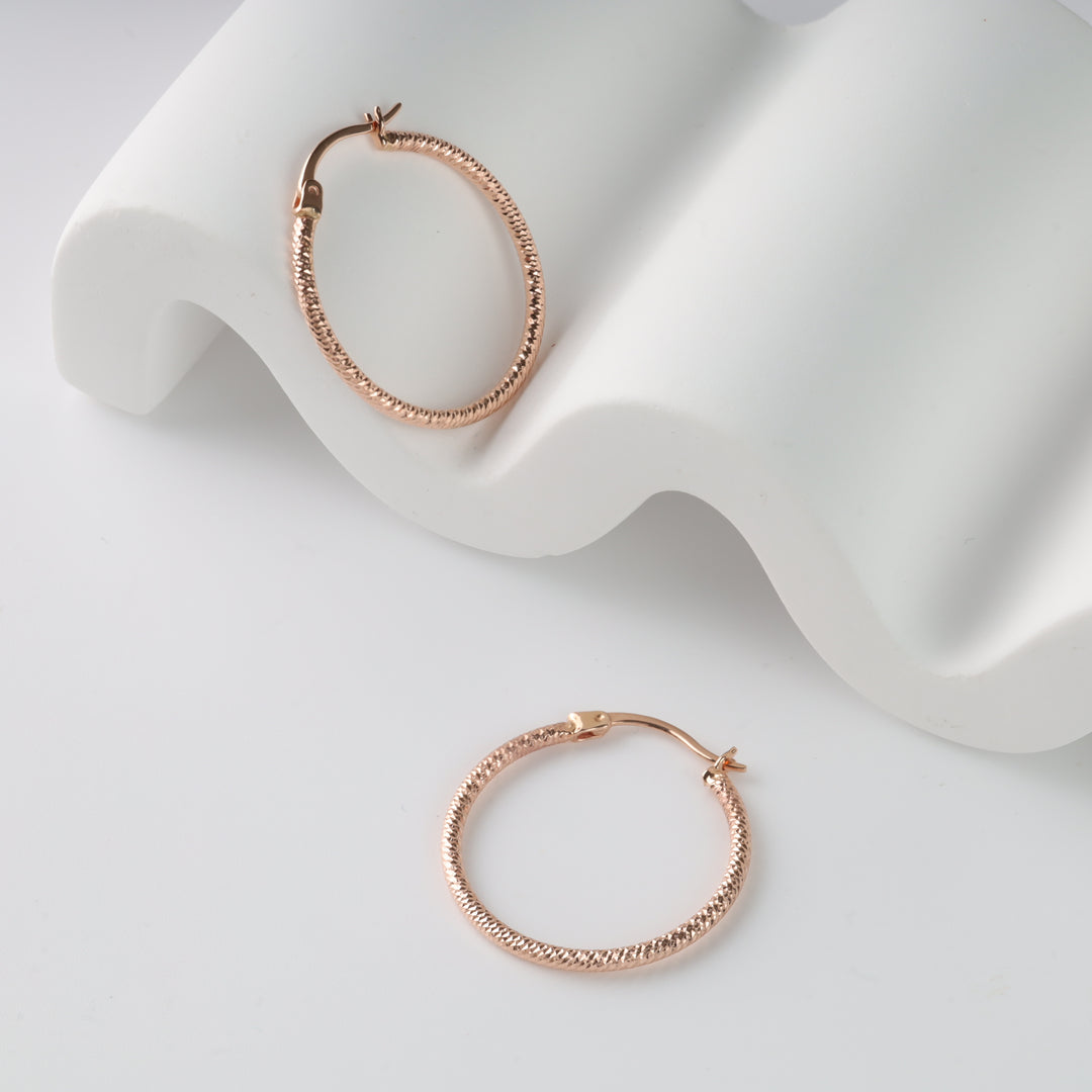 Hoop earrings "Charm" | Rose Gold 585 (14K) - Ukrainian Jewelry