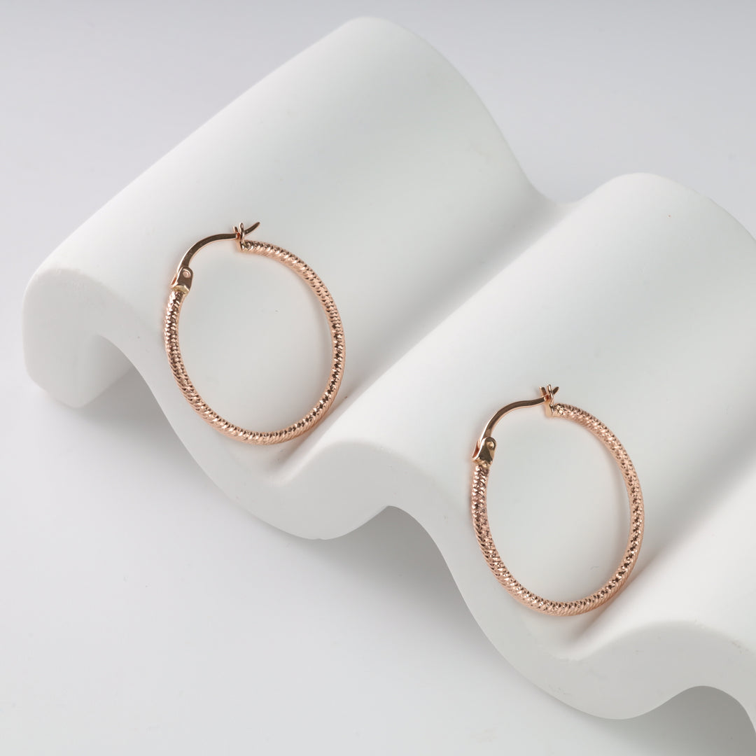 Hoop earrings "Charm" | Rose Gold 585 (14K) - Ukrainian Jewelry