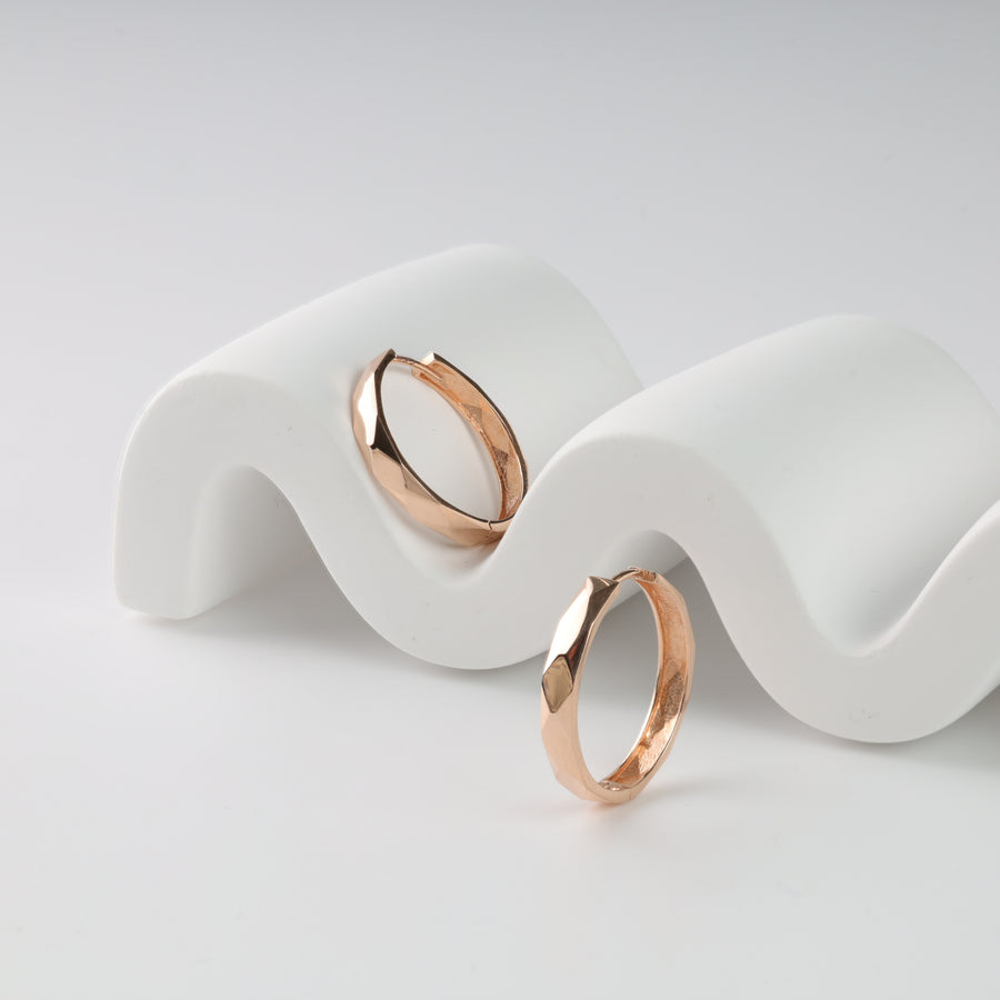 Hoop earrings "Facets" | Rose Gold 585 (14K) - Ukrainian Jewelry