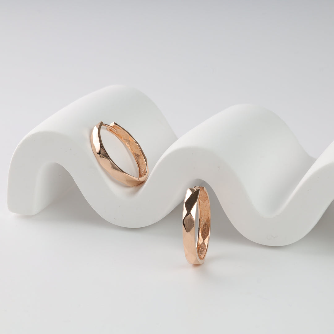 Hoop earrings "Facets" | Rose Gold 585 (14K) - Ukrainian Jewelry