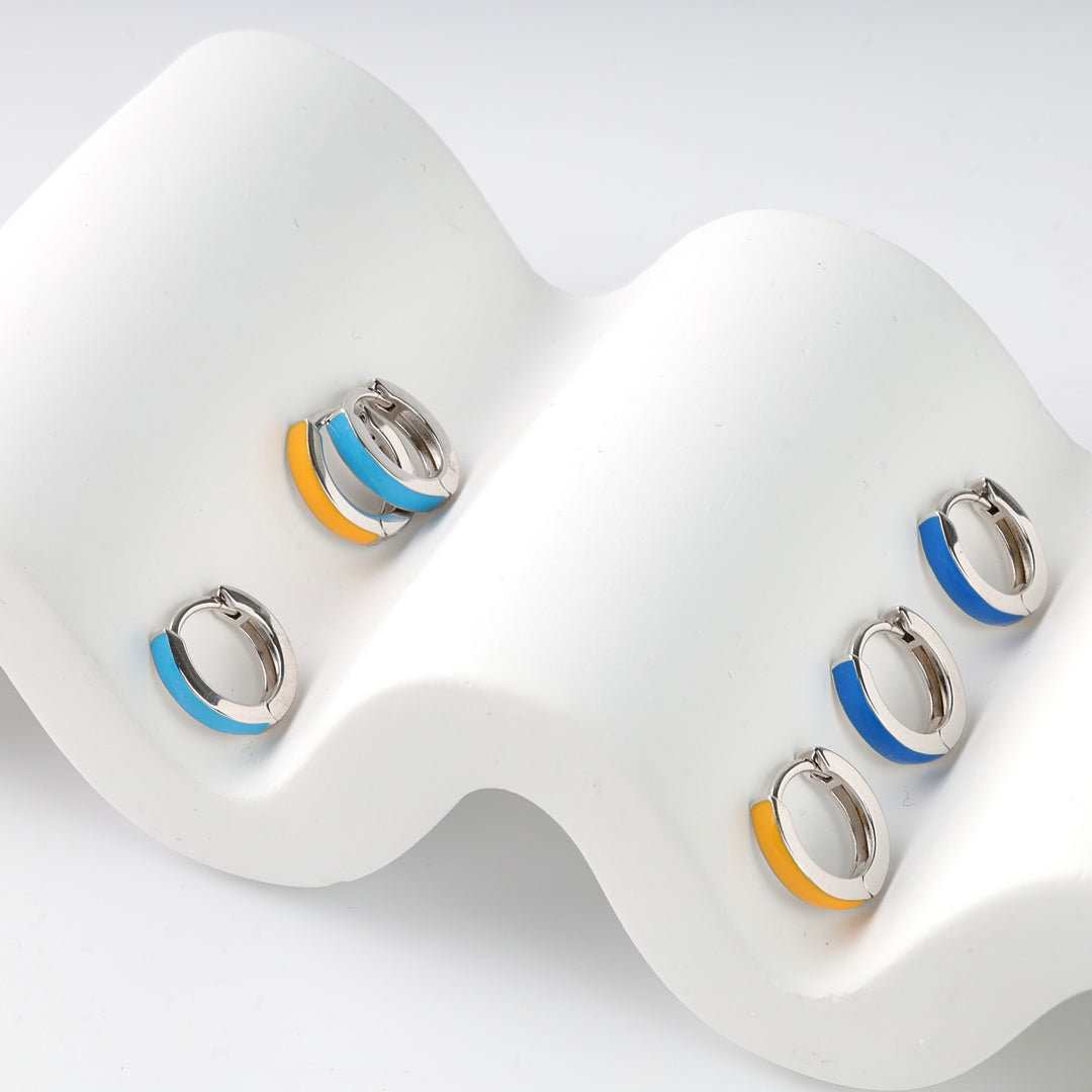 Colorful Enamel Mini Hoop Earrings | Sterling silver 925